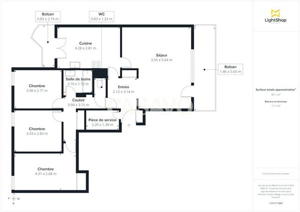 Vente Appartement 4 pièces de 87m² - 69008 Lyon