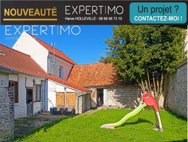 Rue (80120) Maison de plain-pied en centre-ville avec cour, jardin et garage