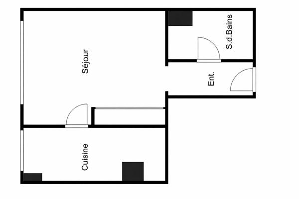 Studio 32 m²  Dernier étage 