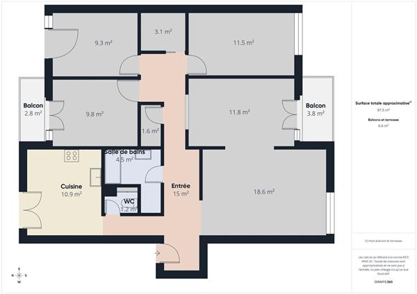 Appartement T5 avec garage et cave à Bourg Les Valence