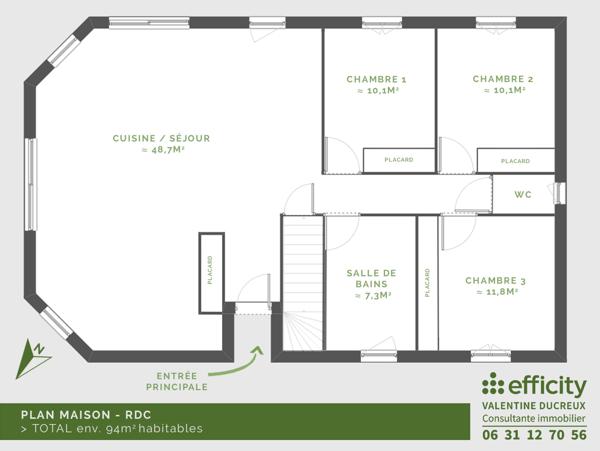 Maison 5 pièces - 94 m² Exclusivité efficity