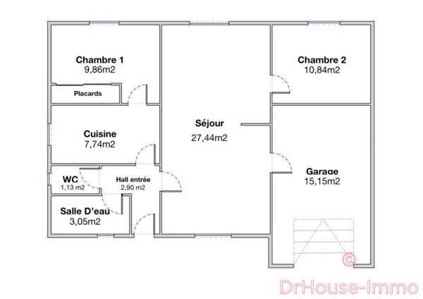 Maison à vendre 3 pièces de 63 m²