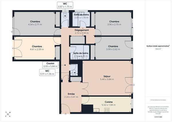 Appartement 5 pièces 108.59 m2