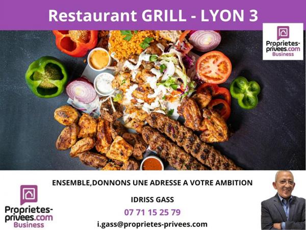 69003 LYON -  FONDS DE COMMERCE RESTAURANT GRILL, TERRASSE