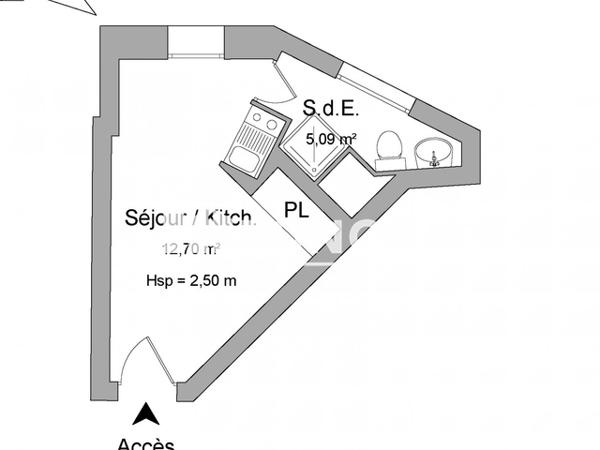 Location Studio 17.79 m² - 49 COURS DE LA REPUBLIQUE Le Havre 76600