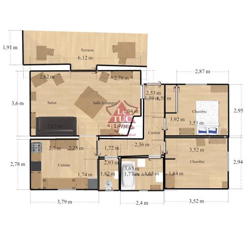 Chateauneuf dans villa, 3 pièces meublé à louer à l'année Châteauneuf-Grasse (06740)