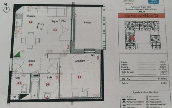 Vente Appartement P2 Cenon   