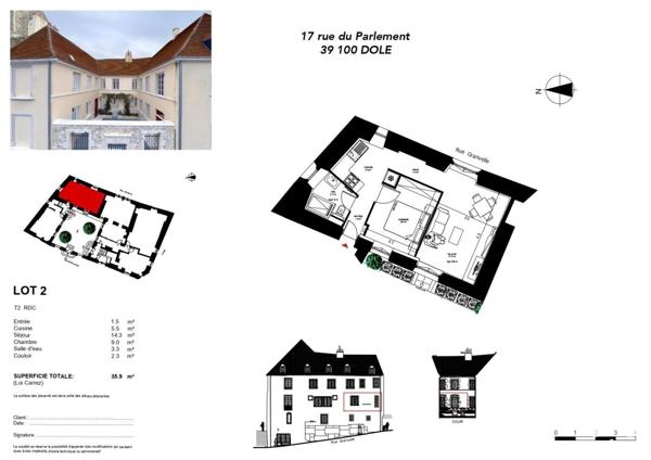 Appartement 2 pièces de 36 m² à Dole (39100)
