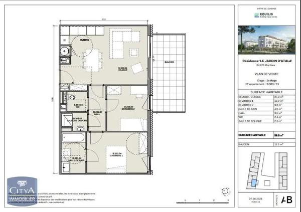 Appartement à louer 3 pièces 59.9m² Monteux (84170)