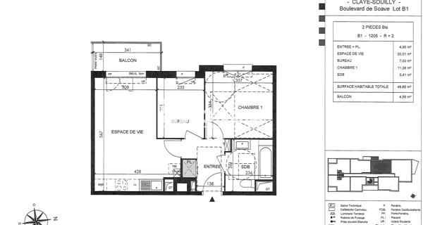 Location Appartement meublé 2 pièces 48.65 m² - Claye-souilly 77410