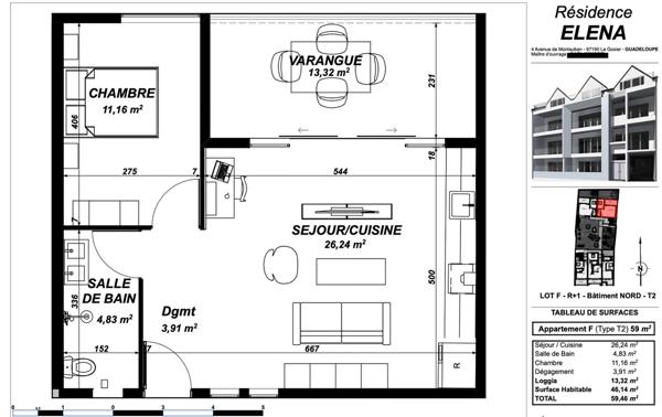A VENDRE APPARTEMENT T2 NEUF AU 1er ETAGE AU GOSIER A 300m DE LA PLAGE