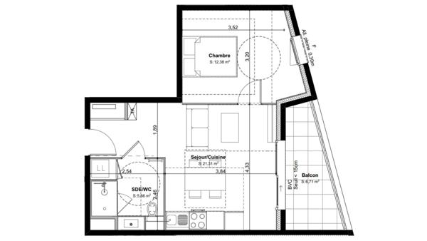 Appartement à vendre 2 pièces 39 m² Vénissieux