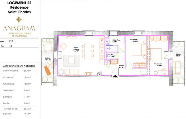 Appartement à vendre 3 pièces 80 m² Pignan