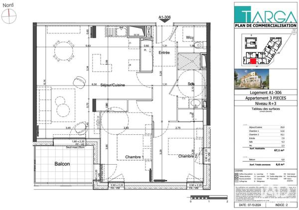 Appartement à vendre 3 pièces 67 m² Tours