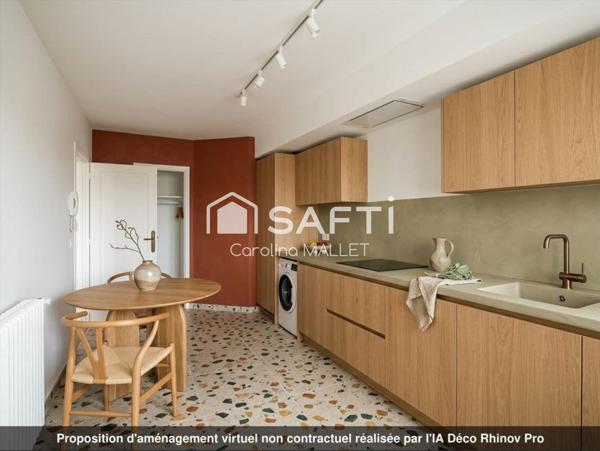 Appartement T3 proche centre ville, lumineux, sans vis à vis avec 25 m² de terrasses orientées sud