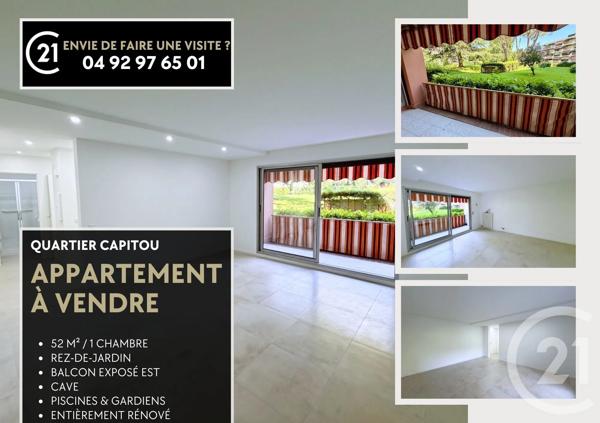 Appartement F2 à vendre  2 pièces - 51,51 m 2   MANDELIEU LA NAPOULE  - 06