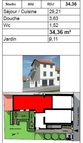 Appartement Lyon 1 pièce(s) 34.36 m2