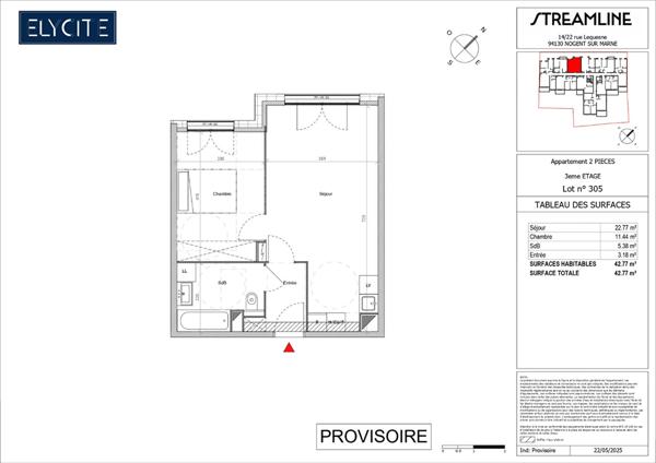 Appartement Nogent Sur Marne 2 pièce(s) 42.77 m2