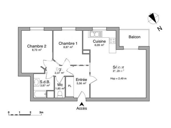 Location Appartement 3 pièces 59.6 m² - BAT B Pau 64000
