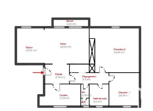 Appartement à vendre 4 pièces 84 m² Courbevoie