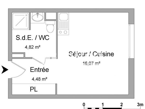 Location Studio 25.4 m² - 1BIS RUE DE LA ROBERTSAU Schiltigheim 67300