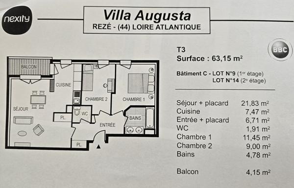 Appartement 3 pièces à vendre à Rezé - Quartier Ragon - La Malnoue