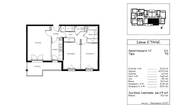 Appartement Saint Cyr Sur Loire 3 pièce(s) 66.49 m2