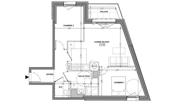 Appartement à vendre 3 pièces 59 m² Saint-Malo