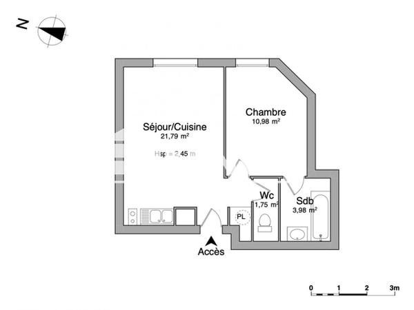Location Appartement 2 pièces 38.5 m² - 60 AVENUE VICTOR HUGO Cambrai 59400