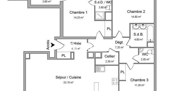 Location Appartement 4 pièces 101.35 m² - Talence 33400