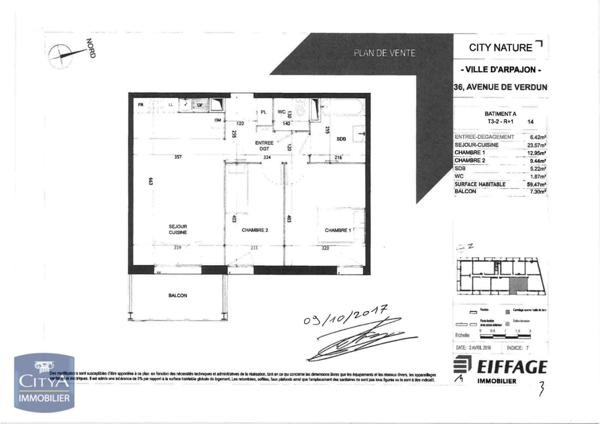 Appartement à louer 3 pièces 59.47m² Arpajon (91290)