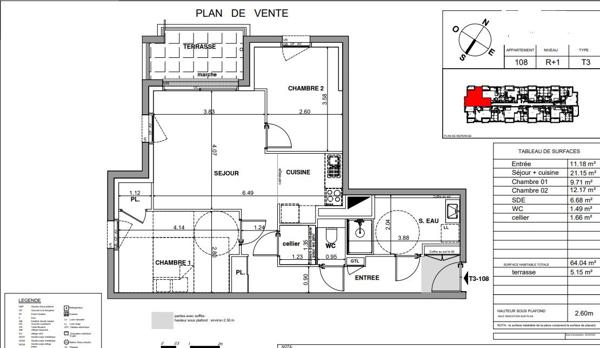 Appartement Neuf T3 de 64,04m² - Centre ville de LAVAL