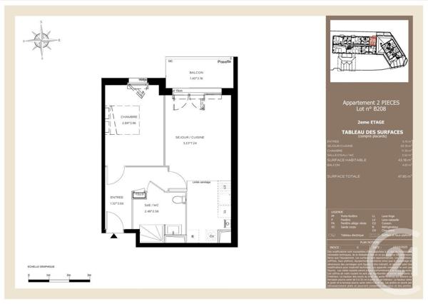 Appartement à vendre  2 pièces - 47,85 m2 LE TEICH - 33