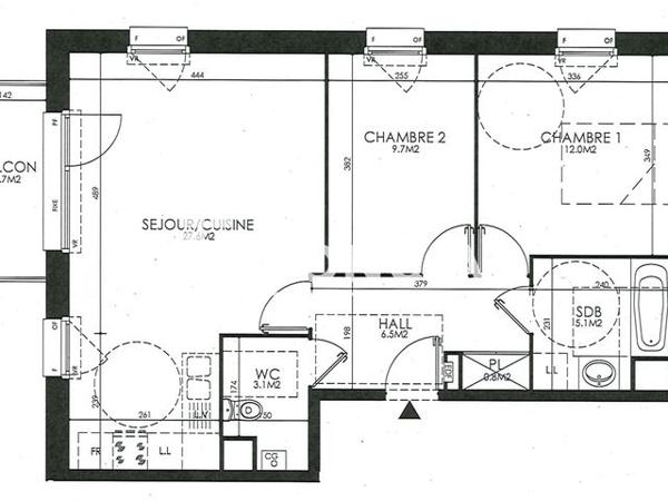 Location Appartement 3 pièces 64.8 m² - 52 RUE D HEM Roubaix 59100