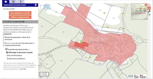 Un bien rare sur le secteur, idéal pour une résidence secondaire, un pied-à-terre ou un projet de vie alternatif au cœur de la nature.
À seulement quelques minutes de Saint-Rome-de-Tarn et à 2 minutes de sa base de loisirs, découvrez cette ancienne petite grange en pierre implantée sur deux parcelles totalisant 321 m², au cœur du hameau du Mazéga.

D'une surface au sol d'environ 36 m² (19 m² de pièce principale et 17 m² de cave en sous-sol), ce bien atypique séduira les amoureux de nature, d'autonomie et de lieux authentiques.

Actuellement hors réseaux (eau et électricité), la propriété fonctionne de manière autonome grâce à ses équipements existants. Une étude de raccordement au réseau EDF a été réalisée et la mise en place d'un assainissement individuel est envisageable selon le projet des futurs acquéreurs.

Vous apprécierez :

✨ son environnement calme et préservé
✨ sa hauteur sous faîtage d'environ 3,40 m
✨ ses panneaux solaires avec batteries lithium 2 x 150 W
✨ sa cuve de récupération d'eau de pluie de 1 600 litres avec pompe de relevage
✨ son espace en sous-sol offrant un potentiel d'usage complémentaire
✨ son terrain de 321 m²
✨ sa proximité immédiate avec les plages et activités du Tarn
✨ une toiture et un plancher en très bon état, permettant d'envisager sereinement la poursuite du projet de réhabilitation ou d'autonomie

Informations complémentaires :

📍 Le Mazéga – 12490 Saint-Rome-de-Tarn
💰 Prix : 37 000 € FAI
📐 Surface au sol : environ 36 m²
🌿 Terrain : 321 m²
⚡💧 Fonctionnement autonome hors réseaux
🏡 Bâtisse en pierre antérieure à 1949
🏠 Mitoyenneté limitée aux caves
🚗 Stationnement à proximité immédiate
🚶 Derniers mètres accessibles uniquement à pied
📄 Zone AP et N (zone Agricole Protégée et Naturelle)
⚡ Raccordement EDF envisageable (étude réalisée)
💧 Assainissement individuel envisageable sous réserve des autorisations administratives
✅ Absence d'amiante
✅ Absence de termites lors du diagnostic

⚠️ Bien non adapté aux personnes à mobilité réduite.

🎥 Vidéo disponible sur demande.
📞 Pour plus d'informations ou organiser une visite
Laetitia Criado – BSK Immobilier