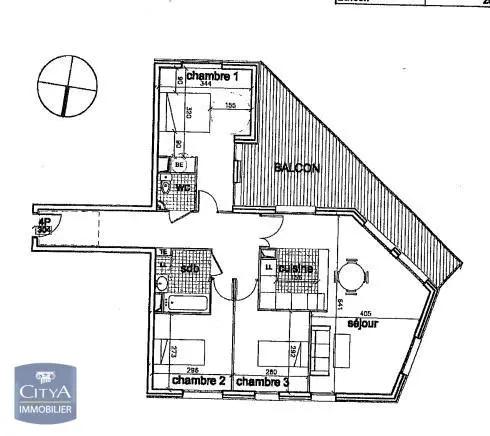 Appartement à louer 4 pièces 78.84m² Angers (49100)