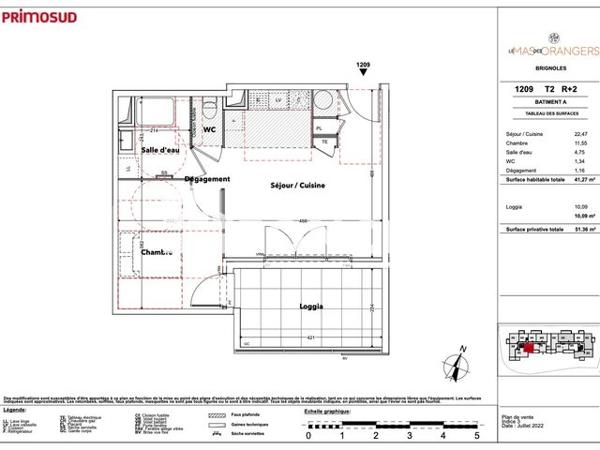 Location Appartement 2 pièces 41.27 m² - LE MAS DES ORANGERS - 310 CHEMIN DE BONAVAOU Brignoles 83170