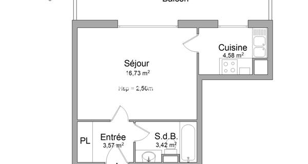 Location Studio 28.3 m² - Talence 33400
