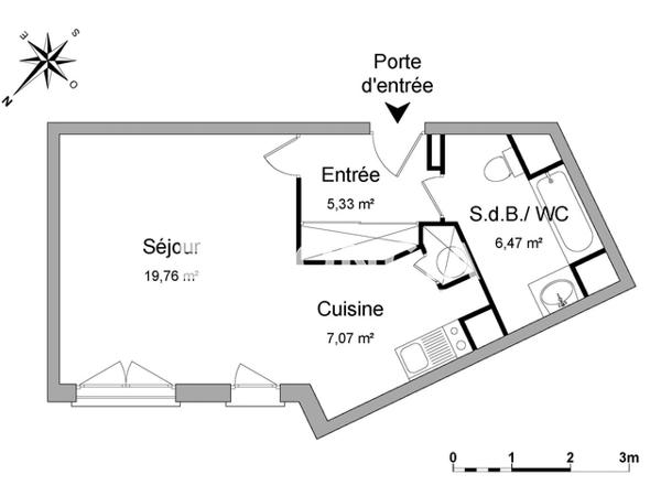 Location Studio 38.63 m² - 41 RUE DES MARTYRS Joue-les-tours 37300