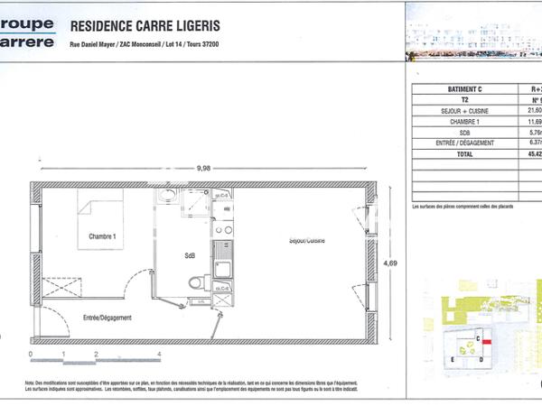Location Appartement 2 pièces 45.42 m² - 177 RUE DU PAS NOTRE DAME Tours 37100
