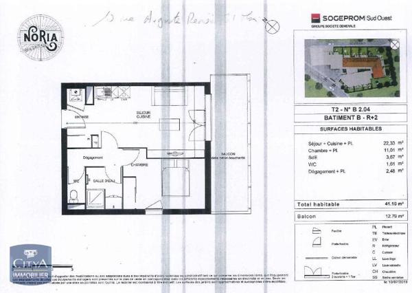 Appartement à louer 2 pièces 41.1m² Toulouse (31200)