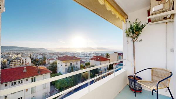 NICE - FLEURS / L. COCHOIS : JOLI 2 PIÈCES AVEC BALCONS ET MAGNIFIQUE VUE DÉGAGÉE