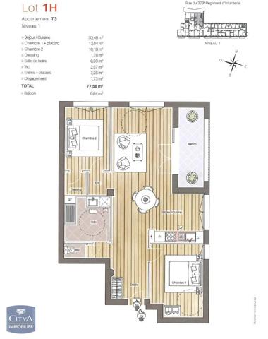 Appartement à louer 3 pièces 77.58m² Le Havre (76620)