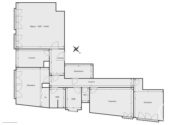 Appartement F4 à vendre  4 pièces - 88,53 m2 PARIS - 75011