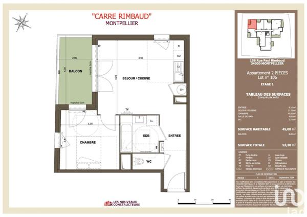 Appartement à vendre 2 pièces 45 m² Montpellier