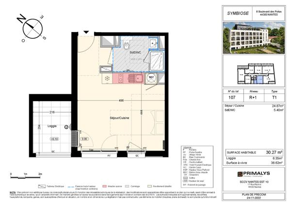 A VENDRE NANTES ZOLA appartement 2 chambres avec terrasse et stationnement