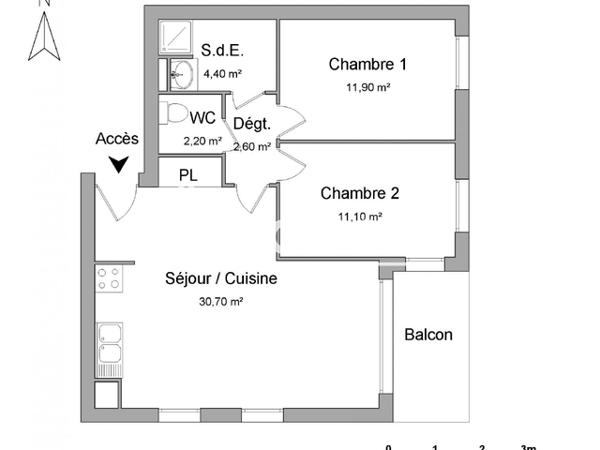 Location Appartement 3 pièces 62.9 m² - 69 RUE DE LA CHAMBRERIE Tours 37100