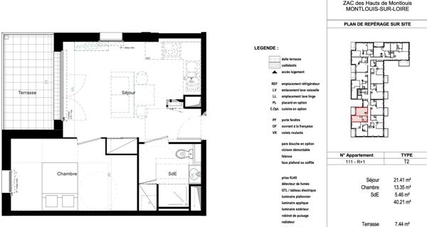 Location Appartement 2 pièces 40.21 m² - Montlouis-sur-loire 37270
