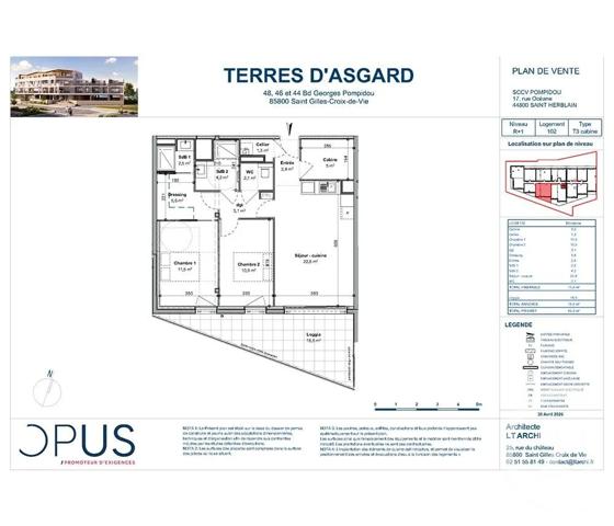Appartement F3 Bis à vendre  3 pièces - 71,10 m 2   ST GILLES CROIX DE VIE  - 85