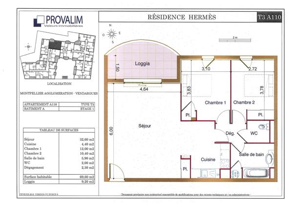 Appartement · Vente Vendargues (34740) 3 pièces · 70m²